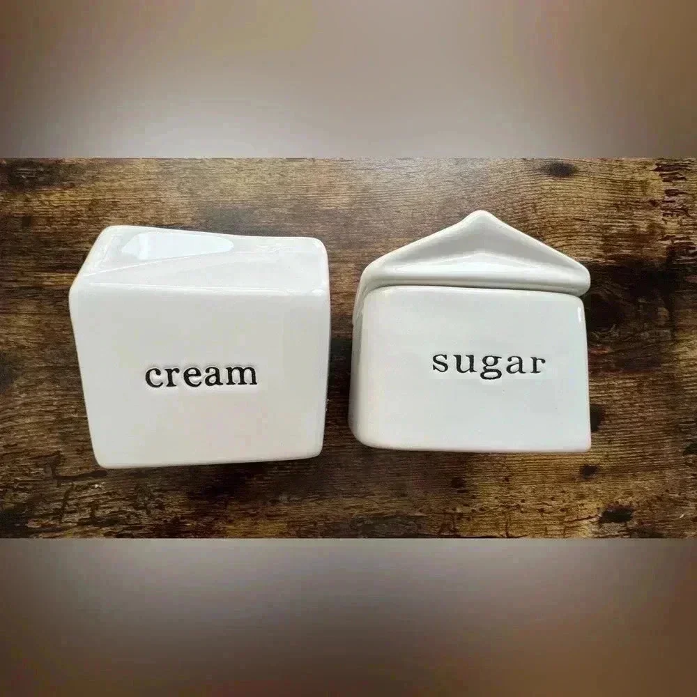 Storehouse | Modern ceramic white, cream and sugar set/2 pieces